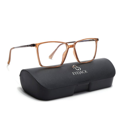 Eyejack Domino Shine Brown Square Eyeglasses for Men & Women (TR1007FCL1709-C10)