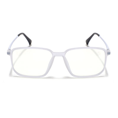 Eyejack Domino Matt Transparent Rectangle Eyeglasses for Men & Women (TR1008FCL1717-C4)