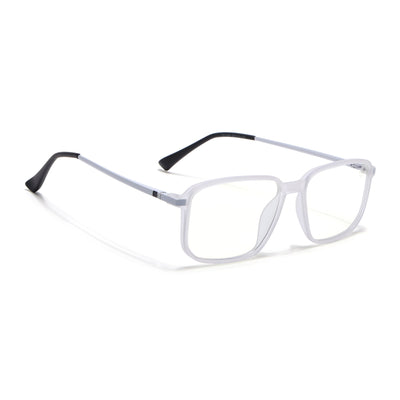Eyejack Domino Matt Transparent Rectangle Eyeglasses for Men & Women (TR1008FCL1717-C4)