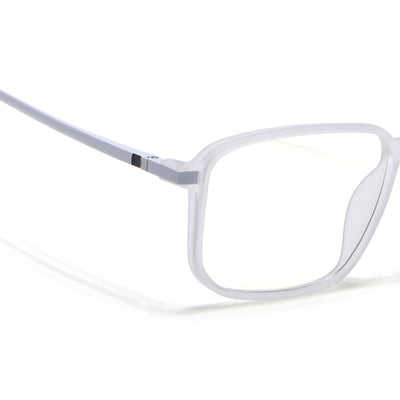 Eyejack Domino Matt Transparent Rectangle Eyeglasses for Men & Women (TR1008FCL1717-C4)