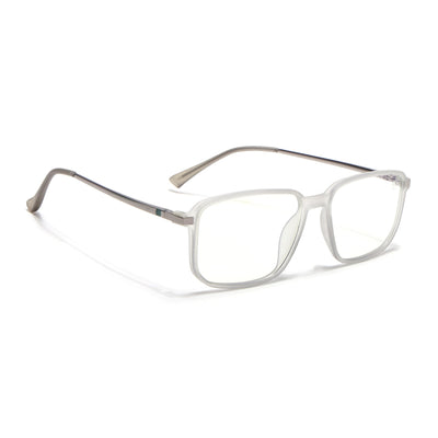 Eyejack Domino Matt Grey Rectangle Eyeglasses for Men & Women (TR1008FCL1719-C6)