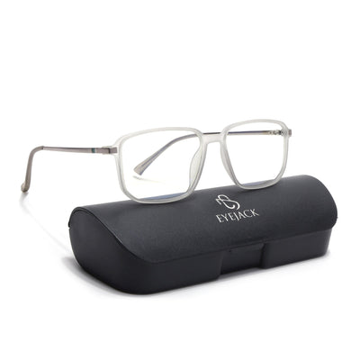Eyejack Domino Matt Grey Rectangle Eyeglasses for Men & Women (TR1008FCL1719-C6)
