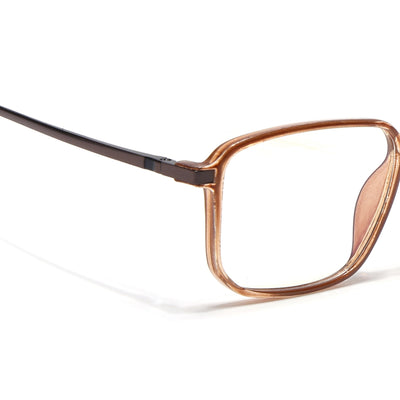 Eyejack Domino Shine Brown Rectangle Eyeglasses for Men & Women (TR1008FCL1723-C10)