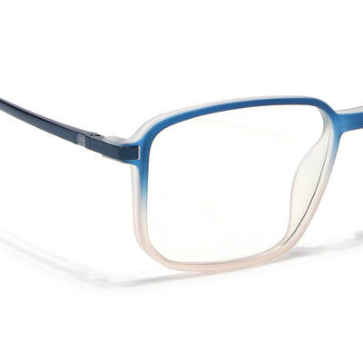 Eyejack Domino Blue & Brown Rectangle Eyeglasses for Men & Women (TR1008FCL1727-C14)