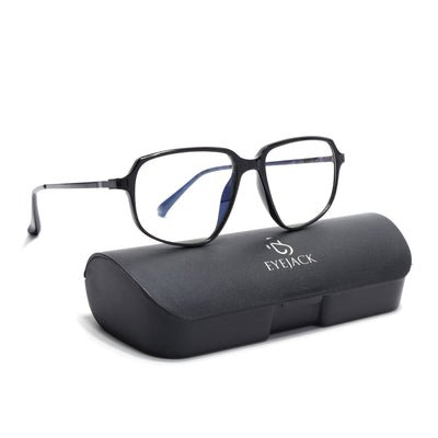 Eyejack Domino Shine Black Square Eyeglasses for Men & Women (TR1009FCL1728-C1)