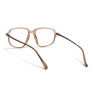 Eyejack Domino Shine Brown Square Eyeglasses for Men & Women (TR1009FCL1737-C10)