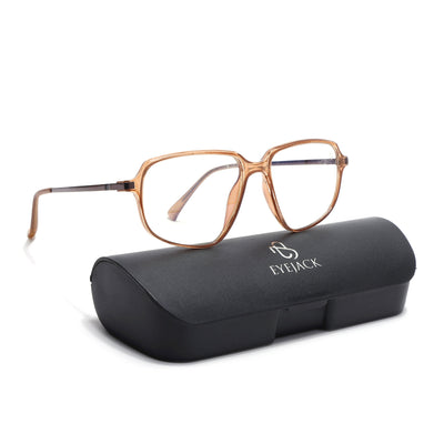 Eyejack Domino Shine Brown Square Eyeglasses for Men & Women (TR1009FCL1737-C10)