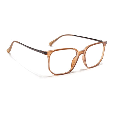 Eyejack Domino Shine Brown Square Eyeglasses for Men & Women (TR1010FCL1751-C10)