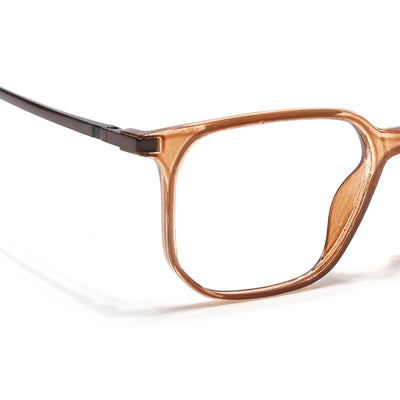 Eyejack Domino Shine Brown Square Eyeglasses for Men & Women (TR1010FCL1751-C10)