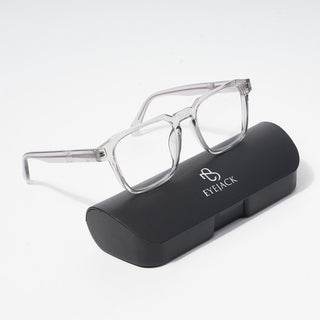 EyeJack Astra Transparent Grey Square Eyeglasses for Men & Women (TR6601CL65-C3)