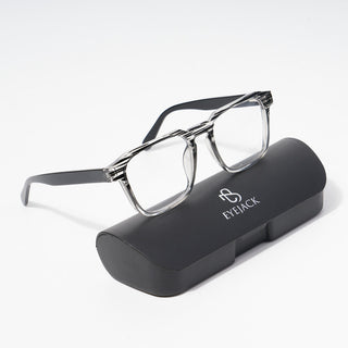 EyeJack Astra Black & Grey Square Eyeglasses for Men & Women (TR6601CL67-C5)