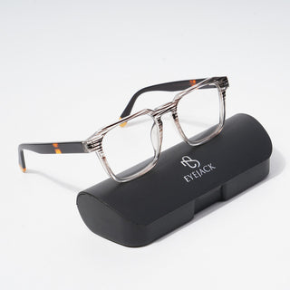 EyeJack Astra Brown & Transparent Square Eyeglasses for Men & Women (TR6601CL68-C6)