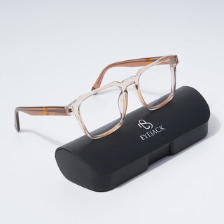 EyeJack Astra Transparent Brown Square Eyeglasses for Men & Women (TR6601CL69-C7)