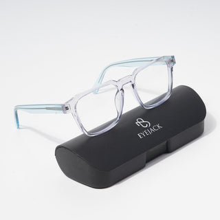 EyeJack Astra Transparent Blue Square Eyeglasses for Men & Women (TR6601CL70-C8)