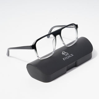 EyeJack Astra Black & Transparent Square Eyeglasses for Men & Women (TR6602CL75-C2)