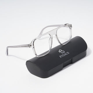 EyeJack Astra Transparent Grey Square Eyeglasses for Men & Women (TR6602CL76-C3)