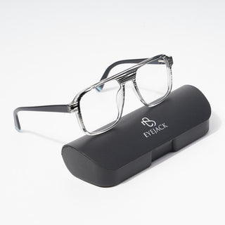 EyeJack Astra Black & Grey Square Eyeglasses for Men & Women (TR6602CL78-C5)