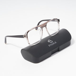 EyeJack Astra Brown & Transparent Square Eyeglasses for Men & Women (TR6602CL79-C6)