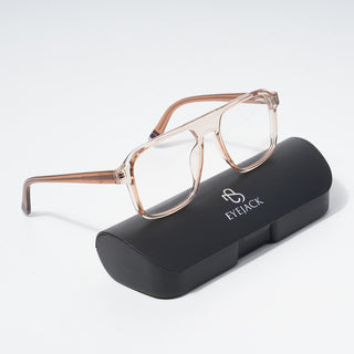 EyeJack Astra Transparent Brown Square Eyeglasses for Men & Women (TR6602CL80-C7)