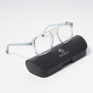 EyeJack Astra Transparent Blue Square Eyeglasses for Men & Women (TR6602CL81-C8)