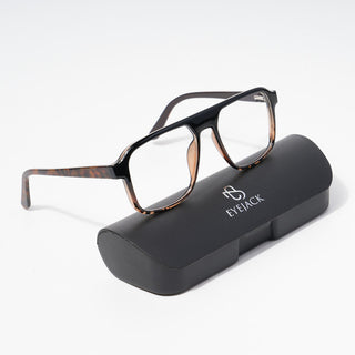 EyeJack Astra Black & Demi Brown Square Eyeglasses for Men & Women (TR6602CL83-C10)