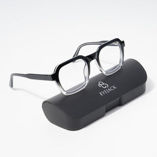 EyeJack Astra Black & Transparent Square Eyeglasses for Men & Women (TR6603CL86-C2)