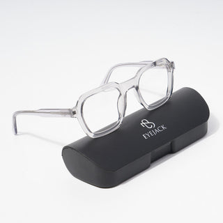 EyeJack Astra Transparent Grey Square Eyeglasses for Men & Women (TR6603CL87-C3)