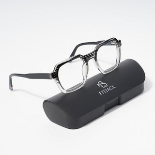 EyeJack Astra Black & Grey Square Eyeglasses for Men & Women (TR6603CL89-C5)