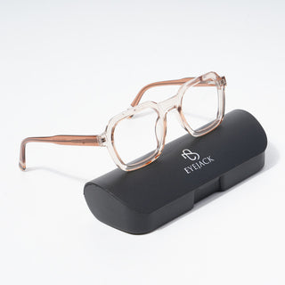 EyeJack Astra Transparent Brown Square Eyeglasses for Men & Women (TR6603CL91-C7)