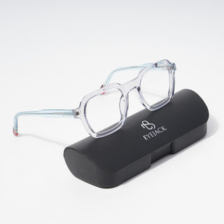 EyeJack Astra Transparent Blue Square Eyeglasses for Men & Women (TR6603CL92-C8)