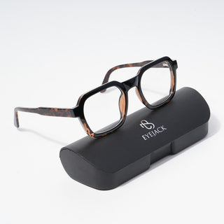 EyeJack Astra Black & Demi Brown Square Eyeglasses for Men & Women (TR6603CL94-C10)