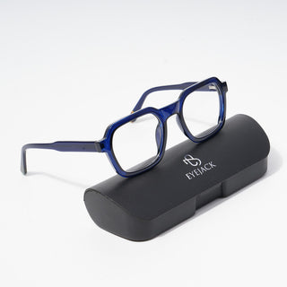 EyeJack Astra Blue Square Eyeglasses for Men & Women (TR6603CL95-C11)