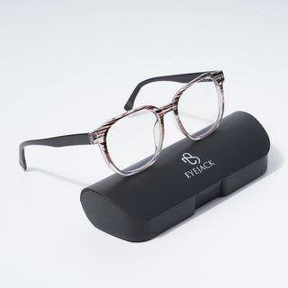 EyeJack Astra Brown & Transparent Square Eyeglasses for Men & Women (TR6604CL100-C5)