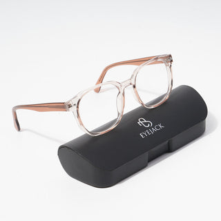 EyeJack Astra Transparent Brown Square Eyeglasses for Men & Women (TR6604CL101-C6)