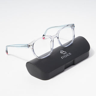 EyeJack Astra Transparent Blue Square Eyeglasses for Men & Women (TR6604CL102-C7)