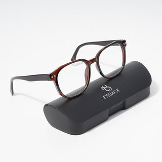 EyeJack Astra Brown Square Eyeglasses for Men & Women (TR6604CL103-C8)