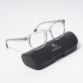 EyeJack Astra Transparent Grey Square Eyeglasses for Men & Women (TR6604CL98-C3)