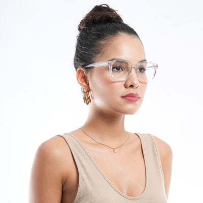 EyeJack Astra Transparent Square Eyeglasses for Men & Women (TR6604CL99-C4)