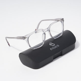 EyeJack Astra Transparent Grey Square Eyeglasses for Men & Women (TR6605CL108-C3)