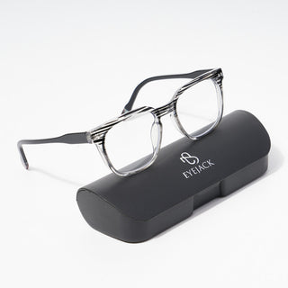 EyeJack Astra Black & Grey Square Eyeglasses for Men & Women (TR6605CL110-C5)