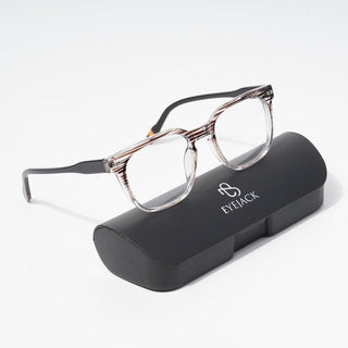 EyeJack Astra Brown & Transparent Square Eyeglasses for Men & Women (TR6605CL111-C6)