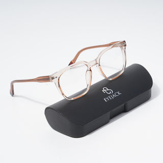 EyeJack Astra Transparent Brown Square Eyeglasses for Men & Women (TR6605CL112-C7)