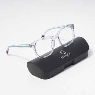 EyeJack Astra Transparent Blue Square Eyeglasses for Men & Women (TR6605CL113-C8)