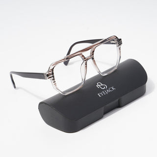 EyeJack Astra Brown & Transparent Wayfarer Eyeglasses for Men & Women (TR6606CL122-C6)