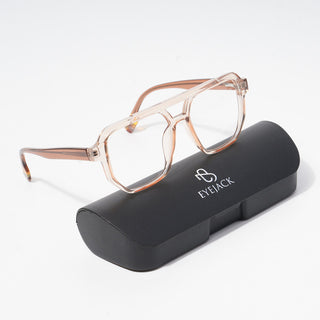 EyeJack Astra Transparent Brown Wayfarer Eyeglasses for Men & Women (TR6606CL123-C7)