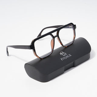 EyeJack Astra Black & Demi Brown Wayfarer Eyeglasses for Men & Women (TR6606CL126-C10)