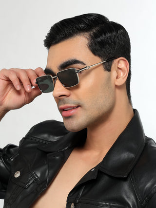 Mocha - Silver Rectangle Polarized Sunglasses (WS1411PCL2194)