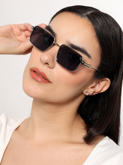 Mocha - Silver Rectangle Polarized Sunglasses (WS1411PCL2195)