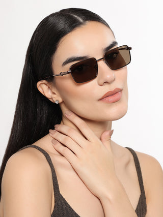 Mocha - Brown Rectangle Polarized Sunglasses (WS1411PCL2197)