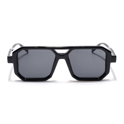 Eyejack Black Hexagonal Sunglasses for Men & Women (ZN3903CL2162)